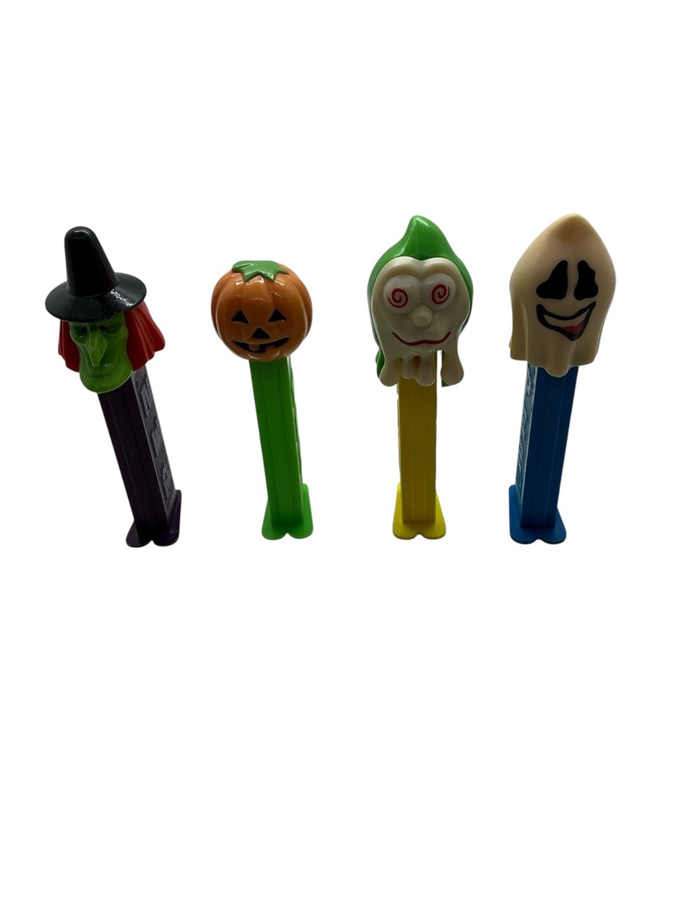 Vtg Retired PEZ Halloween Lot Of 4 Pumpkin, Witch, Naughty Neil And Slimy Sid